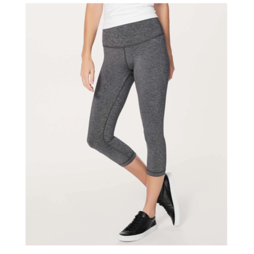 LULULEMON Wunder Under Crop Hi-Rise Luxtreme 21” Heathered Black Size 2
